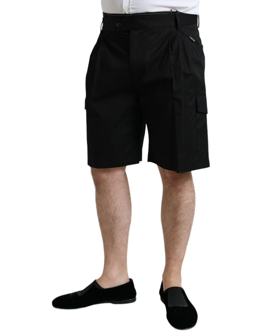 Dolce & Gabbana Schwarze Cargo-Bermuda-Shorts aus Baumwoll-Stretch