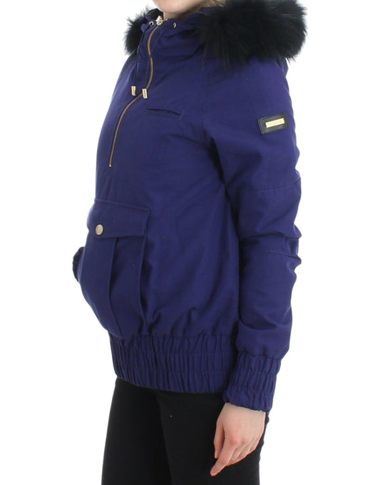 GF Ferre Blaue wattierte Jacke mit Kapuze Kurz K-Way