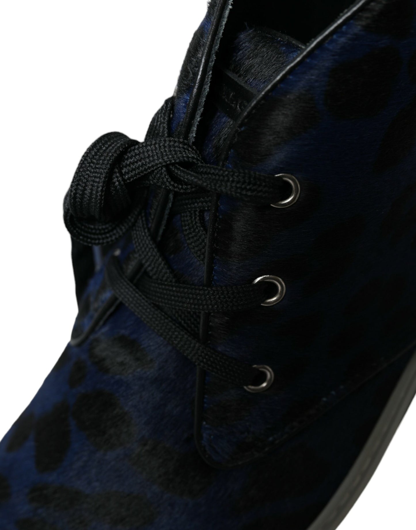 Dolce & Gabbana Blaue Kalbsleder Leopard Mid Top Sneakers Schuhe