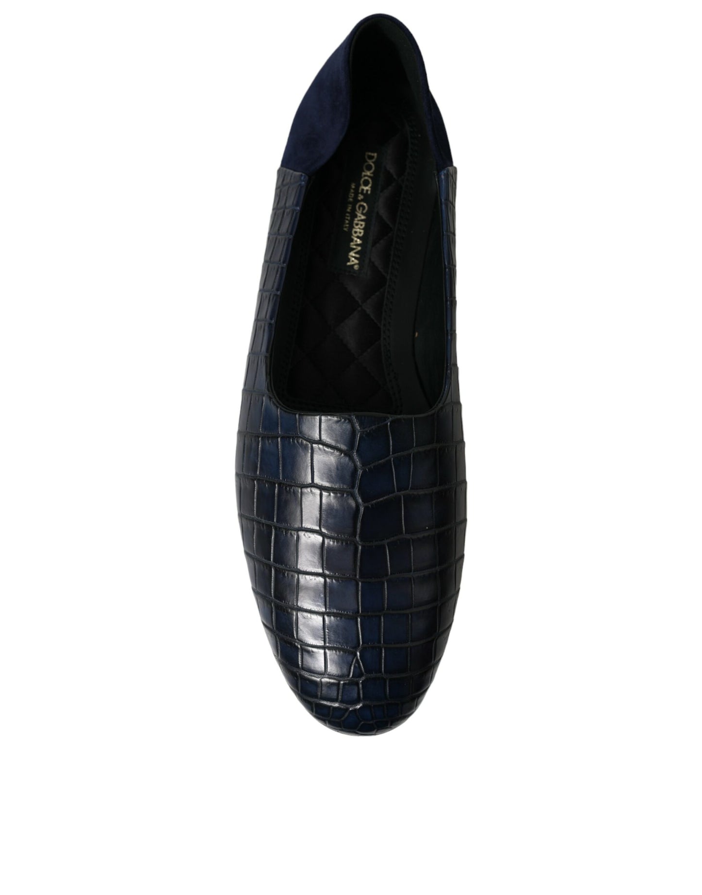 Dolce & Gabbana Blaue Krokodilleder Loafer Slip On Schuhe