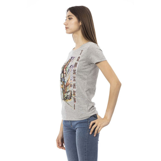 Trussardi Action Graues Baumwoll-T-Shirt für Frauen