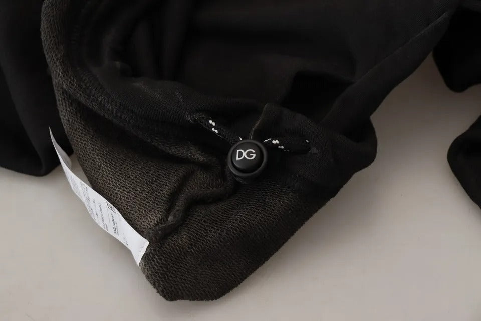 Dolce & Gabbana Schwarzes Baumwoll-Logo-Sweatshirt mit Kapuze Pullover