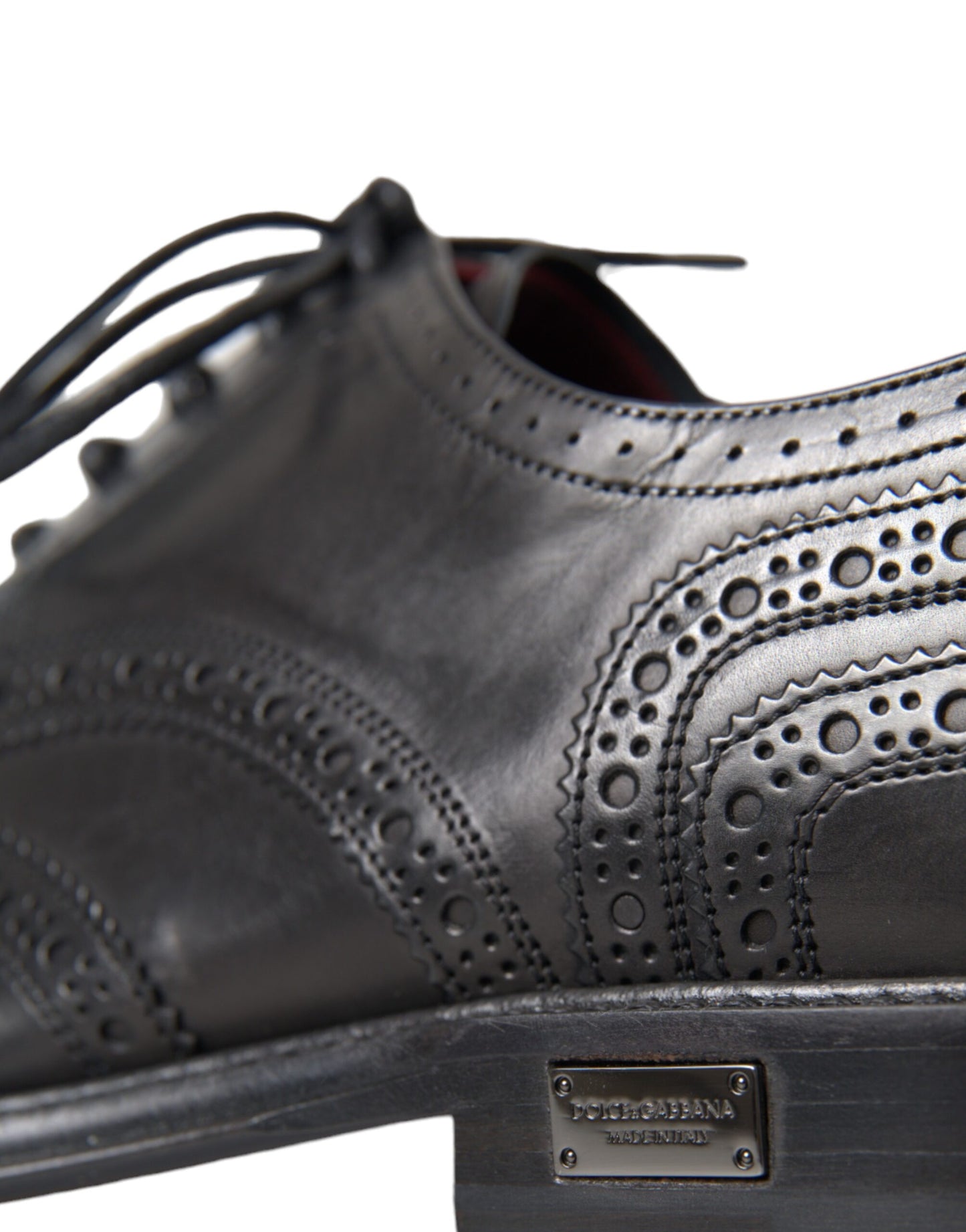 Dolce & Gabbana Schwarzes Leder Oxford Wingtip Formale Männer Schuhe