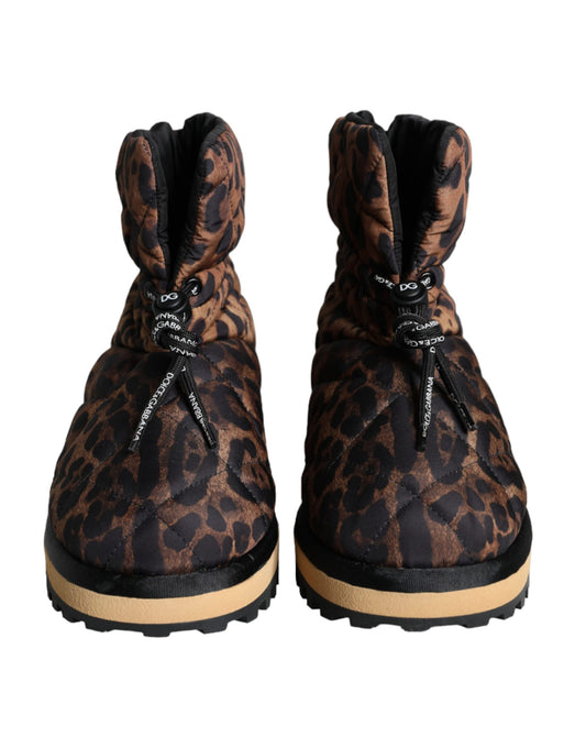 Dolce & Gabbana Braune Leopard-Stiefeletten Gepolsterte Schuhe