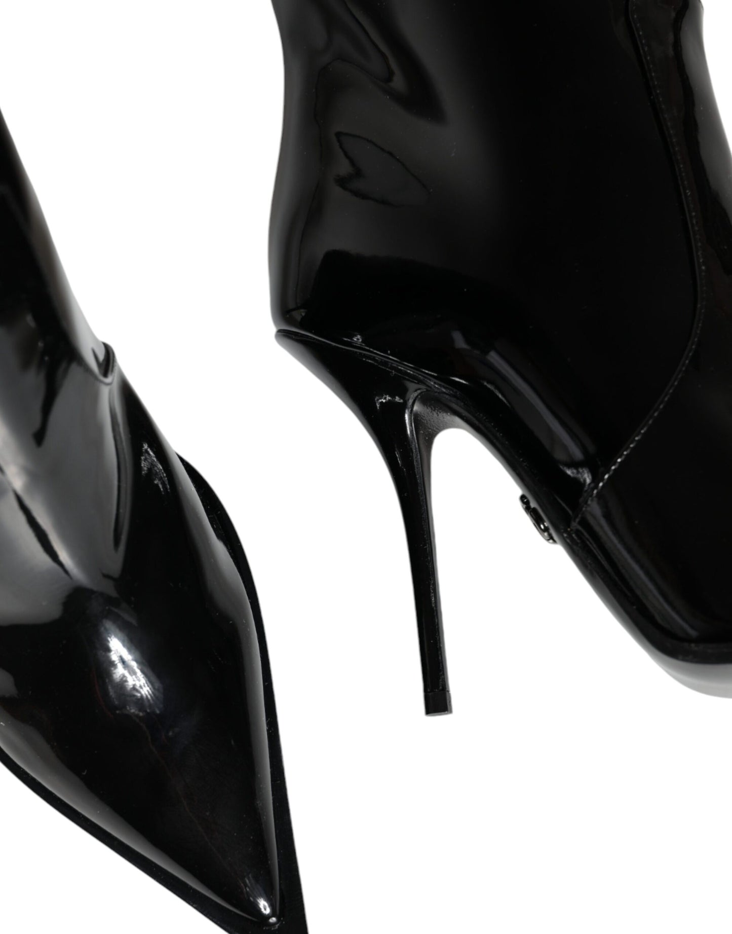 Dolce & Gabbana Schwarze Lackleder Kniehohe Stiefel Schuhe