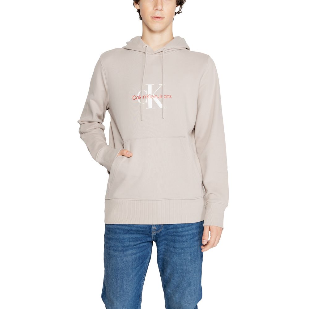 Calvin Klein Jeans Beiger Hoodie aus recyceltem Baumwoll-Mix