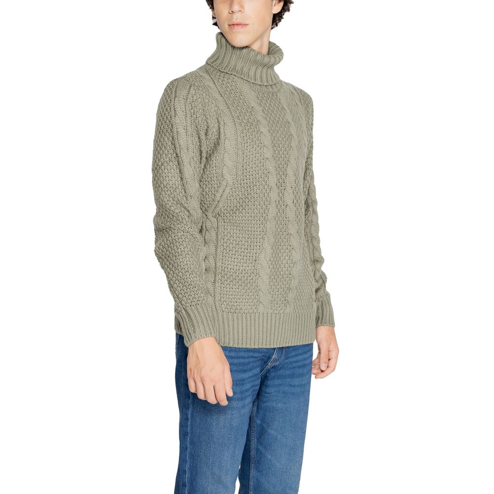 Gianni Lupo Grüner Polyester-Rollkragenpullover