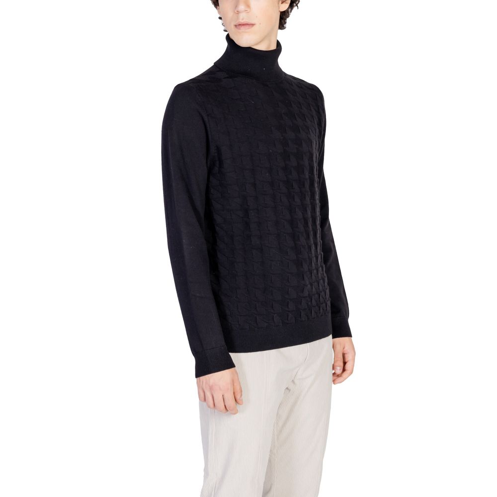 Antony Morato Schwarzer Baumwoll-Rollkragenpullover