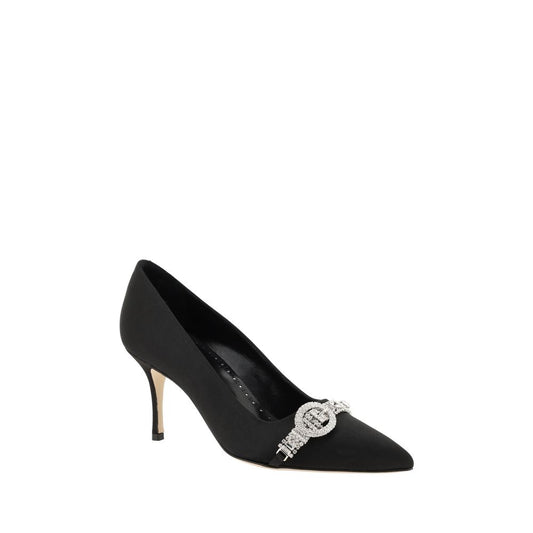 Manolo Blahnik Schwarze Asapump Satin Pumps