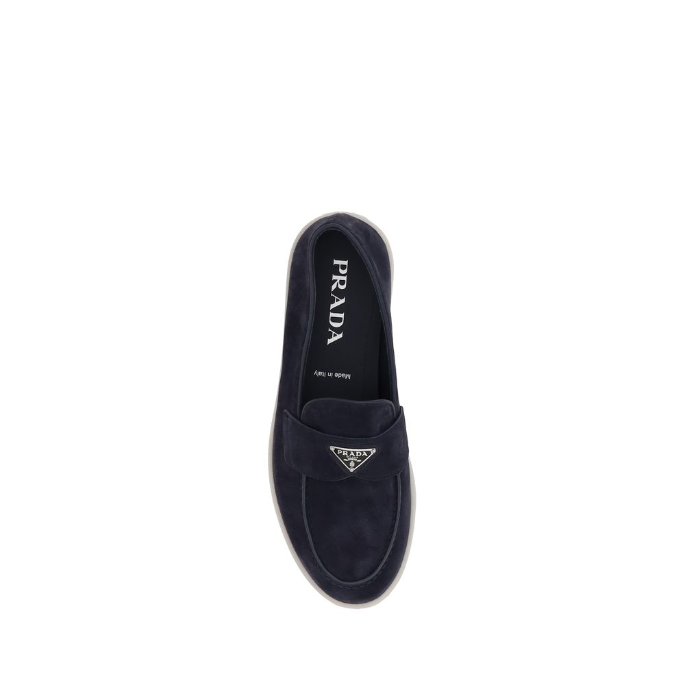 Prada Elegante blaue Gummisohle-Loafer