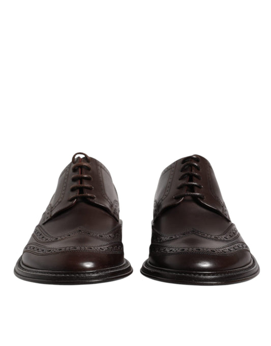 Dolce & Gabbana Braunes Leder Derby Wingtip Lace Up Formal Dress Schuhe