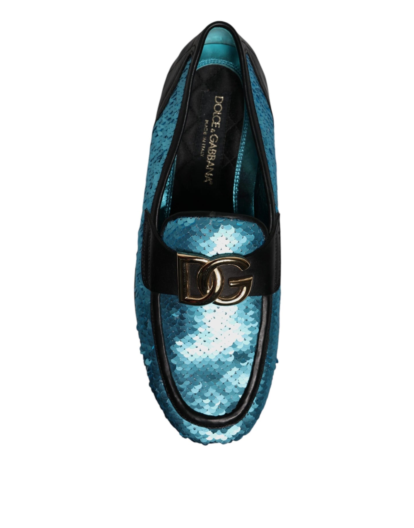 Dolce & Gabbana Blaue Pailletten Loafers Formelle Schuhe