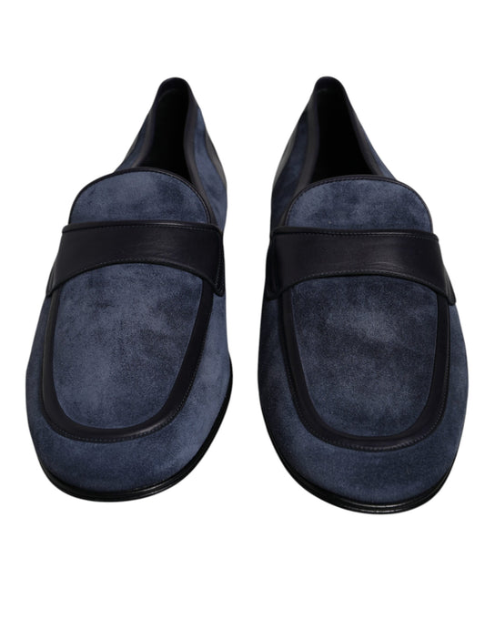 Dolce & Gabbana Blau Wildleder Schuhe Loafer Mokassin Schuhe