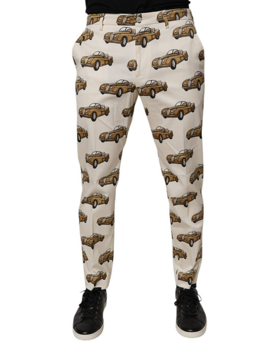 Dolce & Gabbana Off White Cars Baumwolle Skinny Männer Denim Jeans