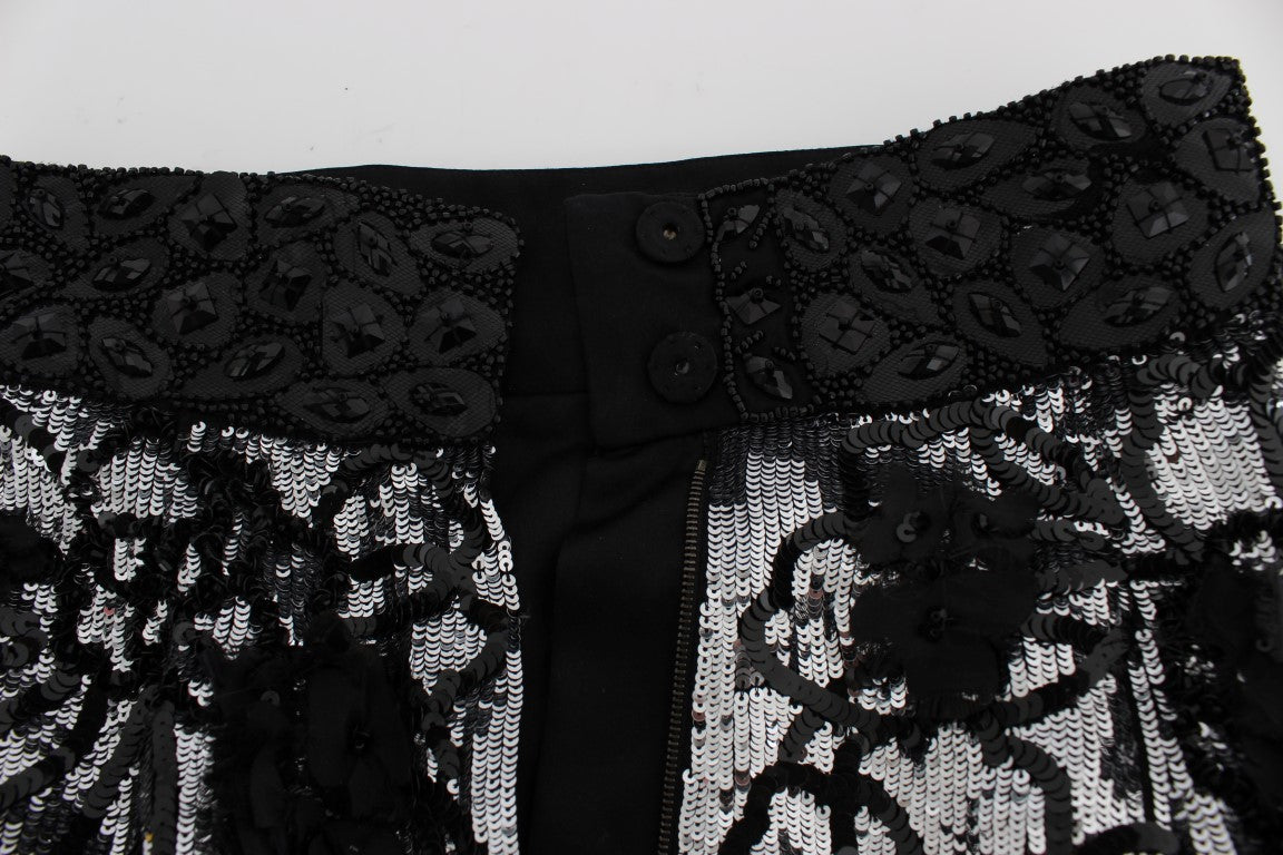 Dolce & Gabbana Schwarze Mini-Shorts mit Kristallpailletten