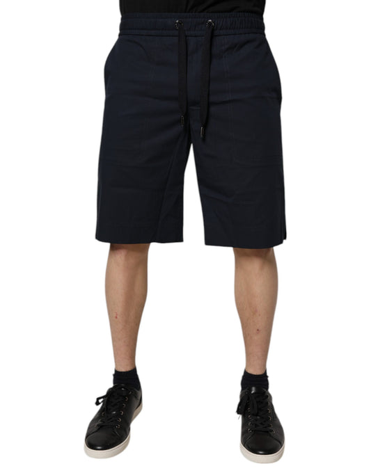 Dolce & Gabbana Dunkelblaue Bermudas aus Baumwolle Sweatshorts Shorts