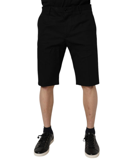 Dolce & Gabbana Schwarze Bermuda-Shorts aus Baumwolle mit mittlerer Taille