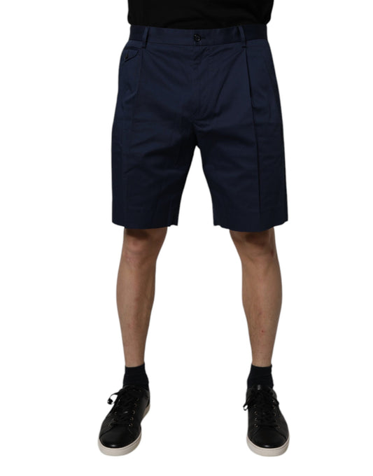 Dolce & Gabbana Dunkelblaue Bermuda-Shorts aus Baumwolle mit mittlerer Taille für Männer