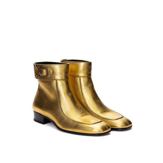 Saint Laurent Goldene Leder-Stiefeletten