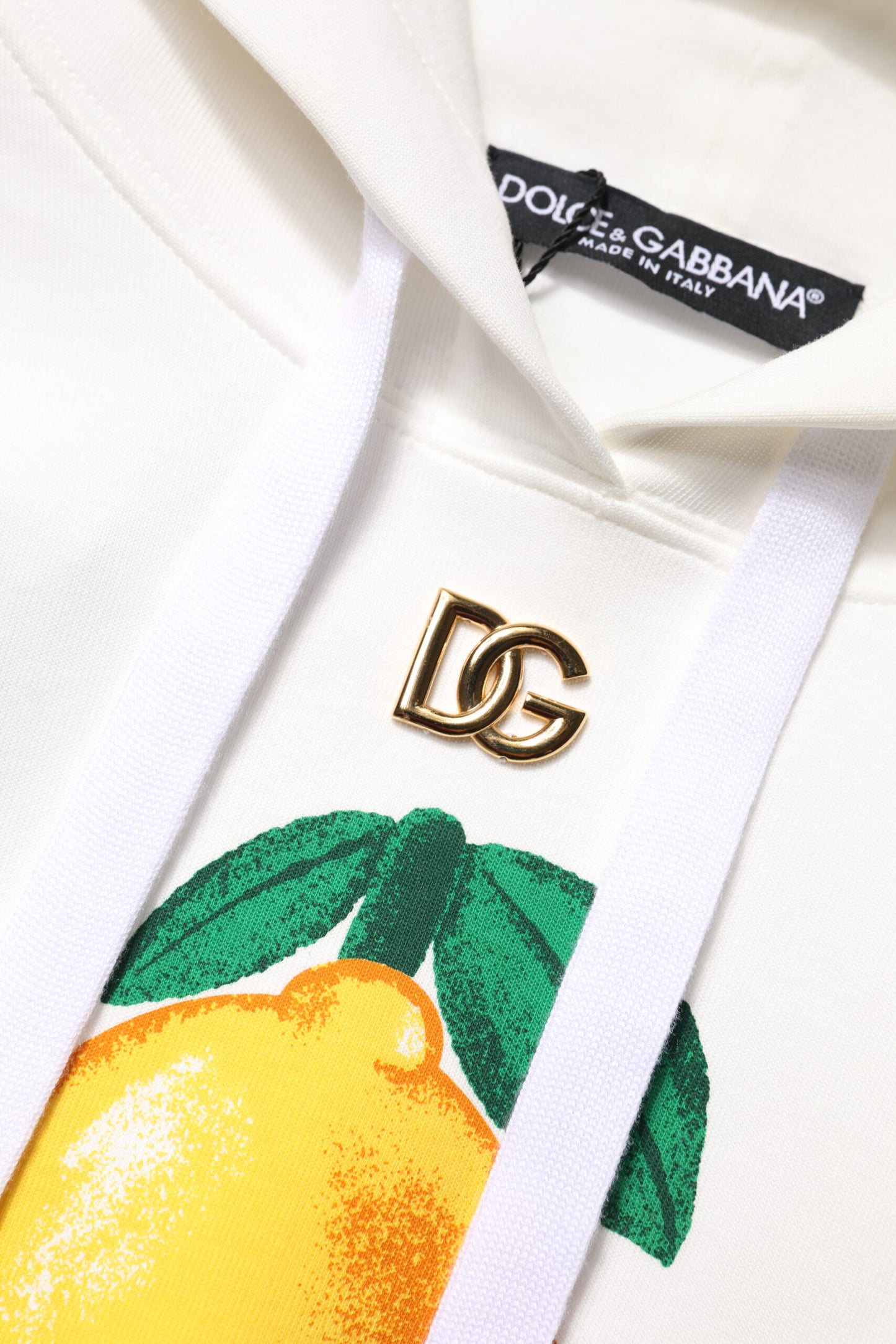 Dolce & Gabbana Elfenbeinfarbener Pullover aus Baumwolle mit Kapuze