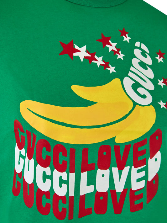 Gucci Grünes T-Shirt mit Logo aus Baumwolle
