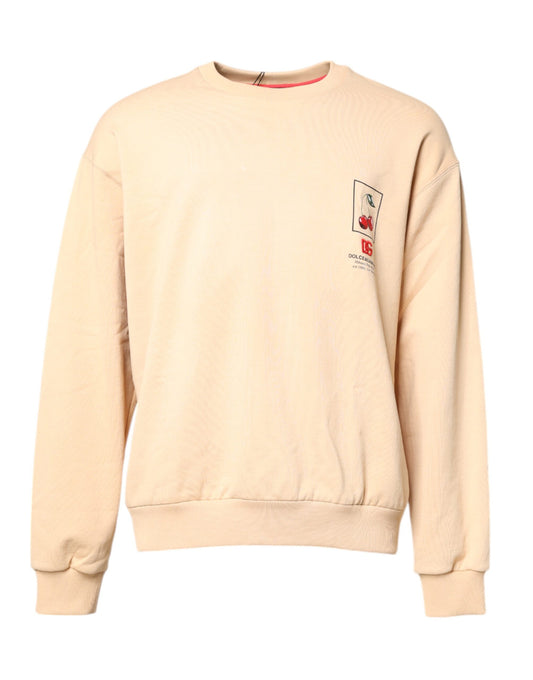 Dolce & Gabbana Beige Cherry Print Rundhalsausschnitt Pullover