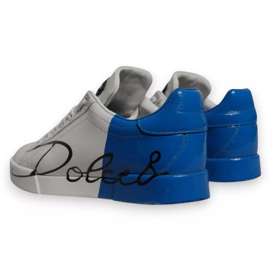 Dolce & Gabbana Weiß Blau Logo Portofino Turnschuhe Schuhe