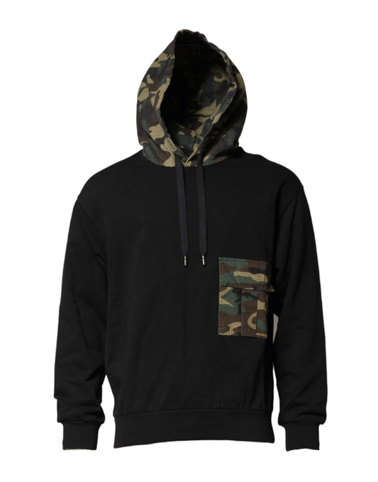 Dolce & Gabbana Schwarzes Kapuzen-Sweatshirt mit Camouflage