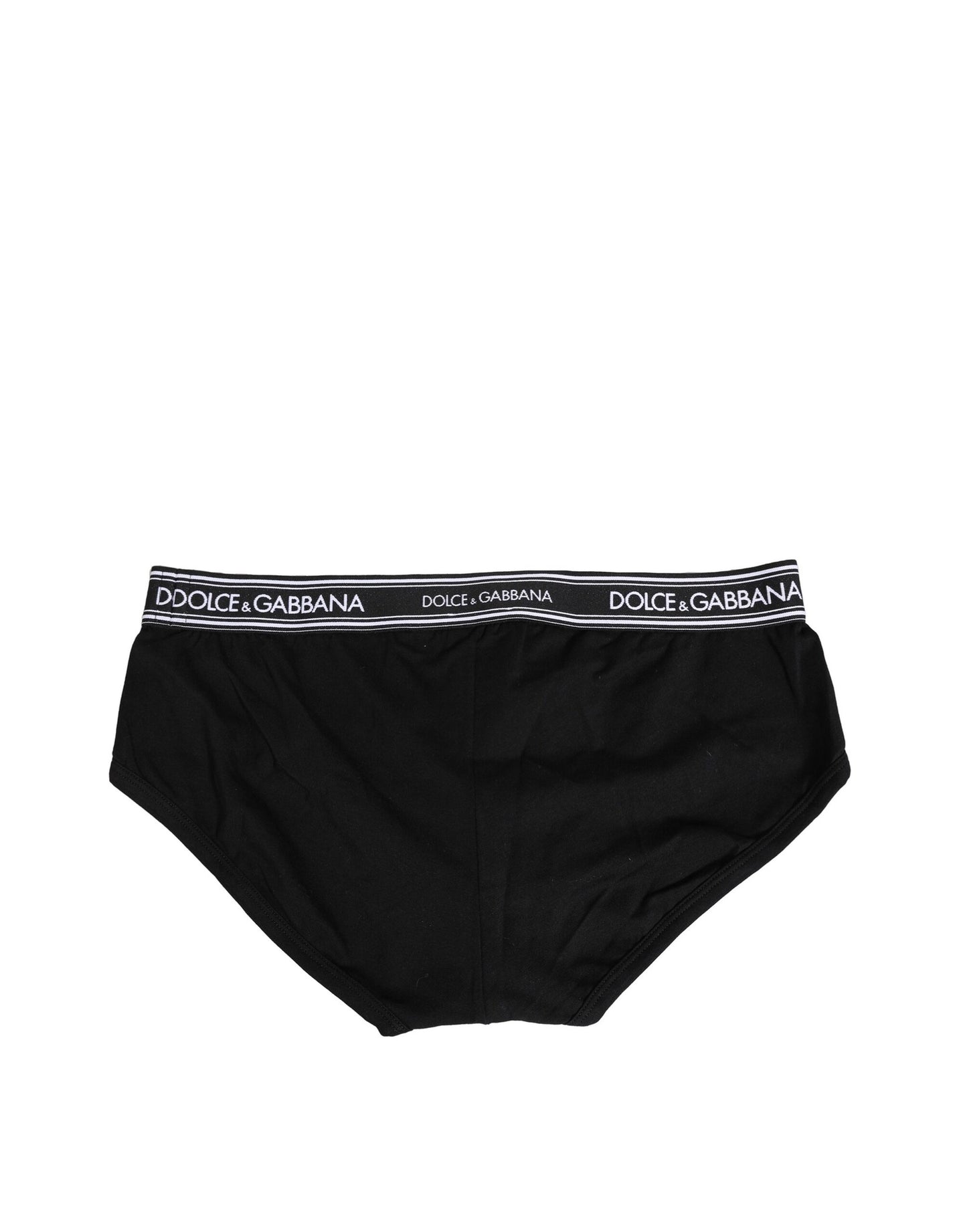 Dolce & Gabbana Schwarzer Baumwoll-Stretch-Slip mit Logodruck Unterwäsche