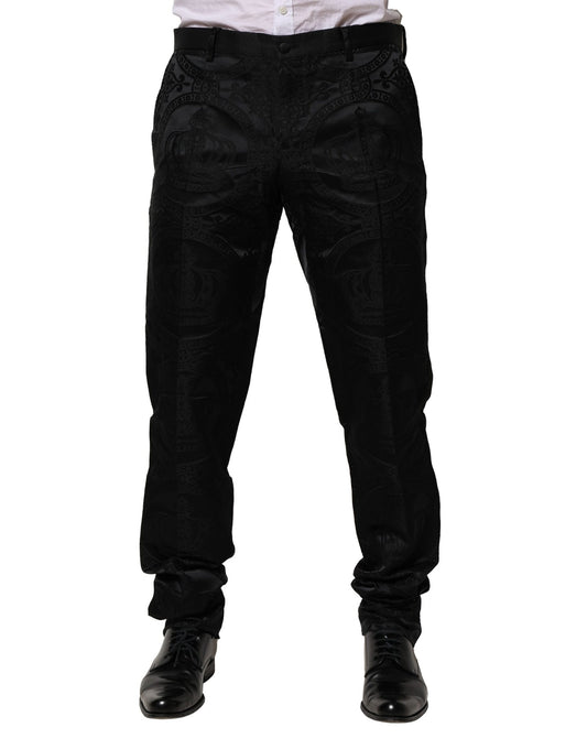 Dolce & Gabbana Schwarze Cotton DG Crown Dress Pants