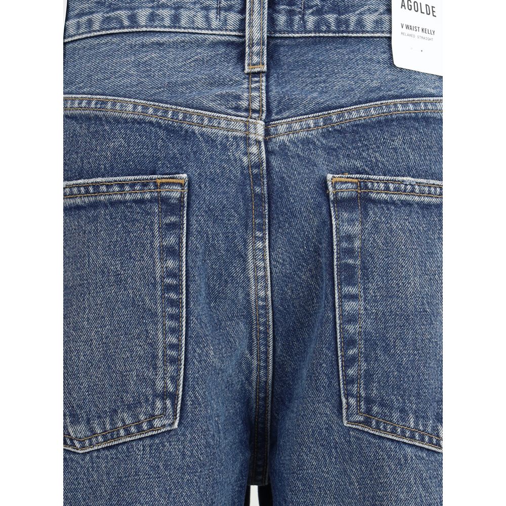 Agolde Gerade geschnittene Jeans aus blauem Baumwoll-Denim