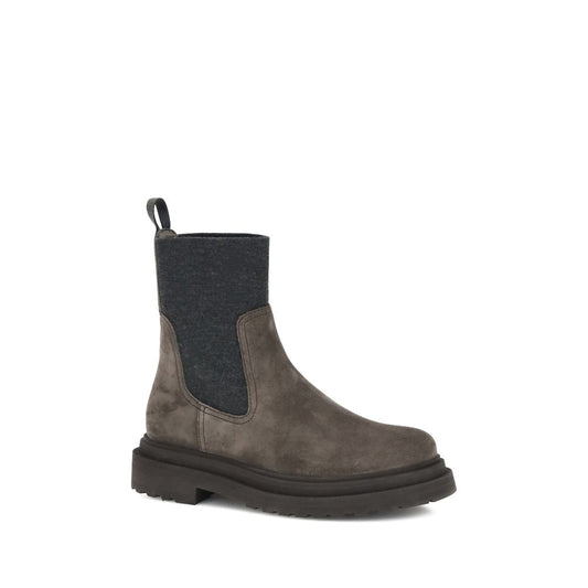 Brunello Cucinelli Braune Kalbshaut Bos Taurus Stiefeletten