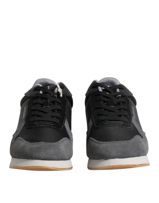 Trussardi Schwarz Gray Lace Up Low Top Casual Turnschuhe Schuhe