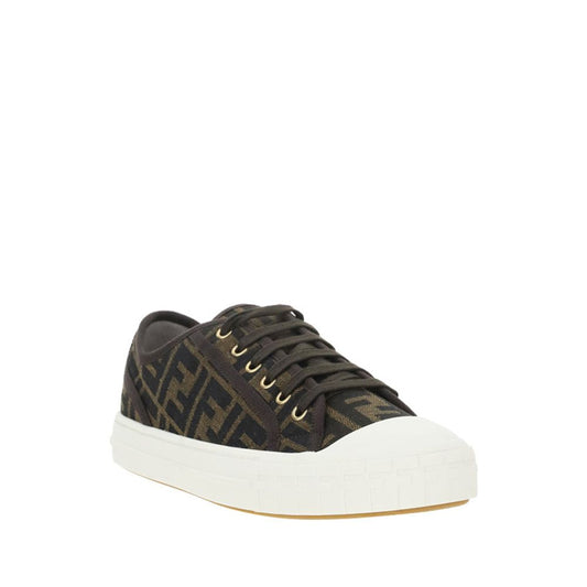 Fendi Braune Polyamid Sneakers mit niedrigem Schaft