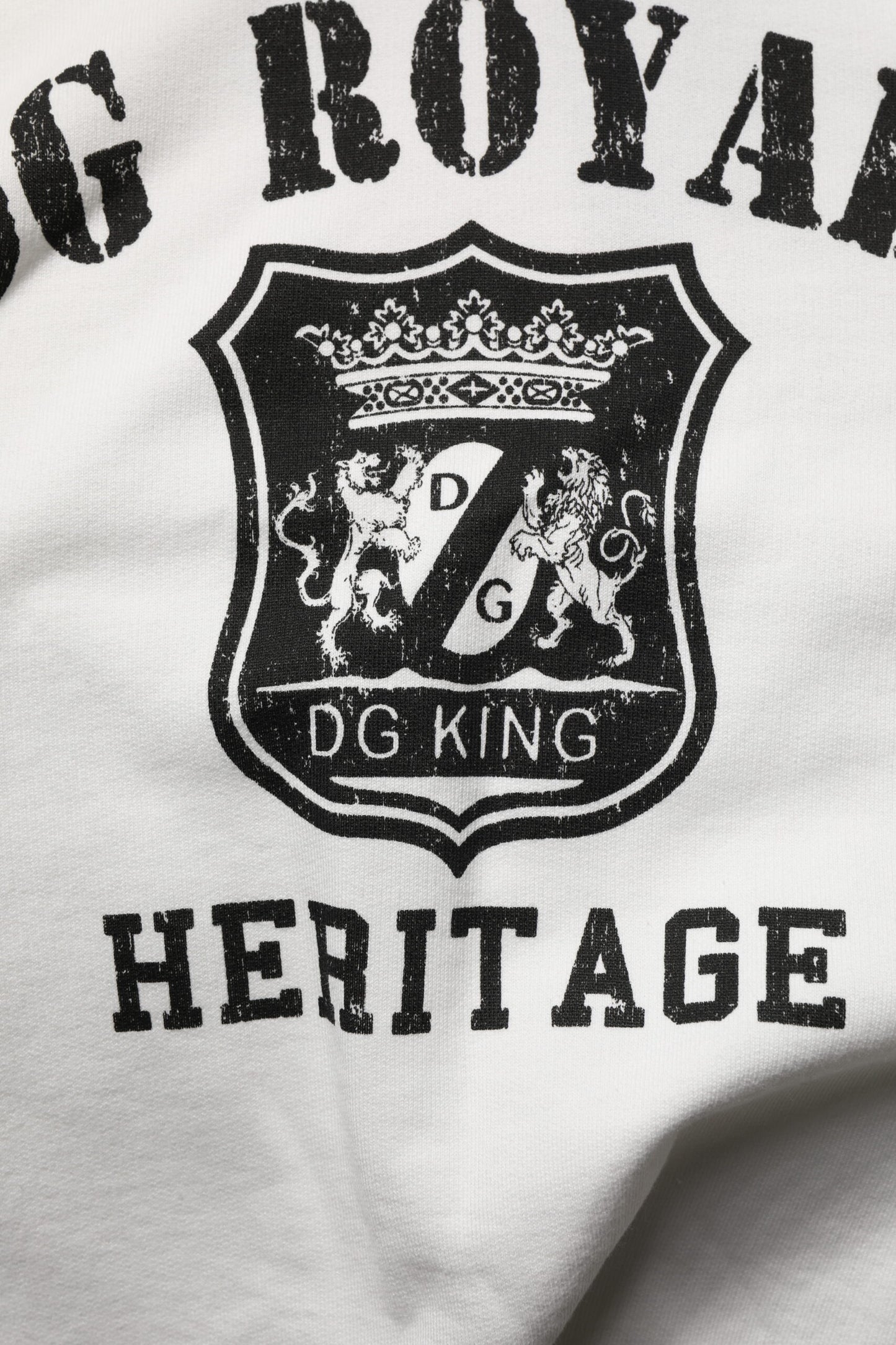 Dolce & Gabbana Weißer Kapuzenpullover aus Baumwolle DG ROYAL Print