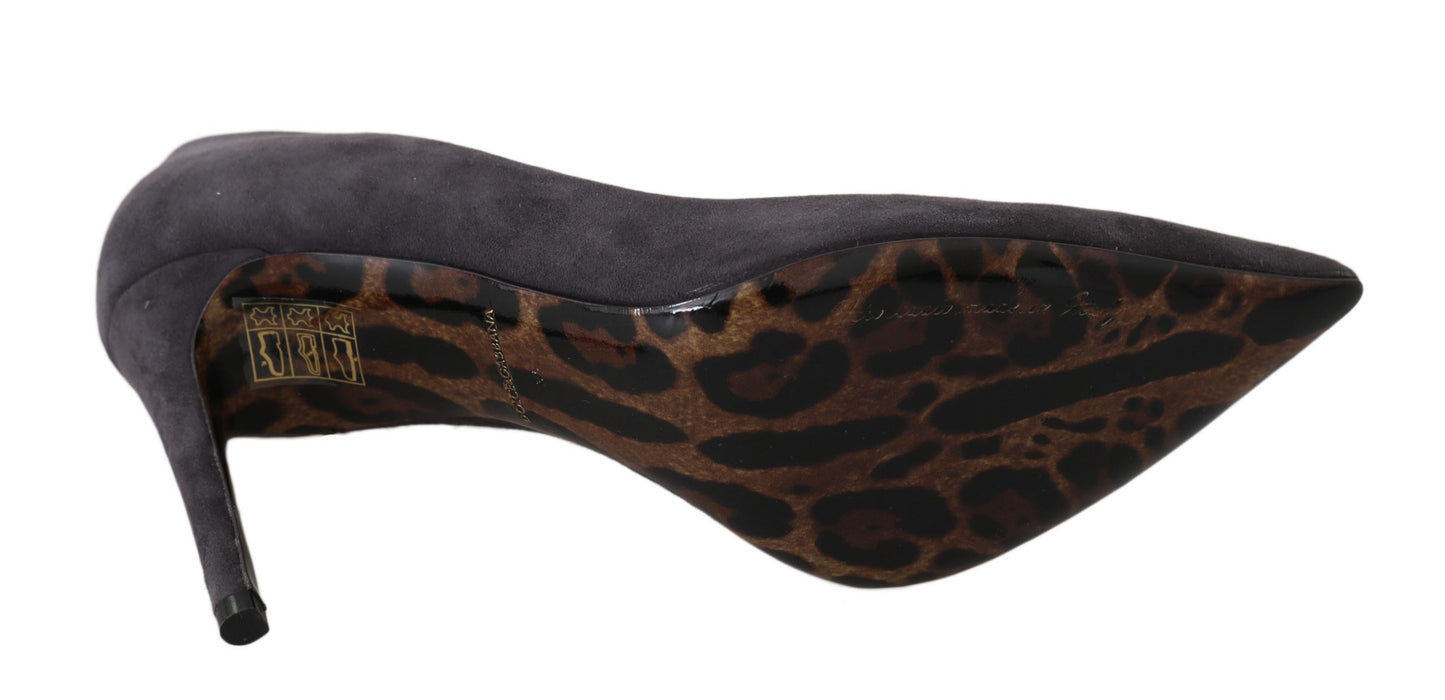 Dolce & Gabbana Graue Wildleder Leder Stiletto Schuhe Heels