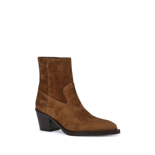 Stuart Weitzman Braune Kalbshaut Bos Taurus Stiefeletten