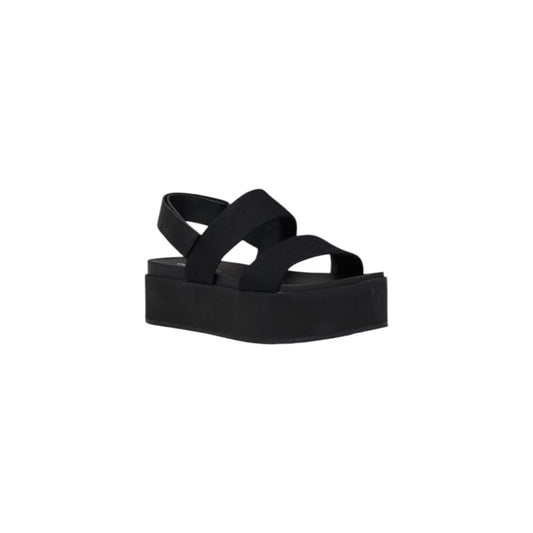 Calvin Klein Jeans Schwarze Bio-Baumwoll-Plateau-Sandalen