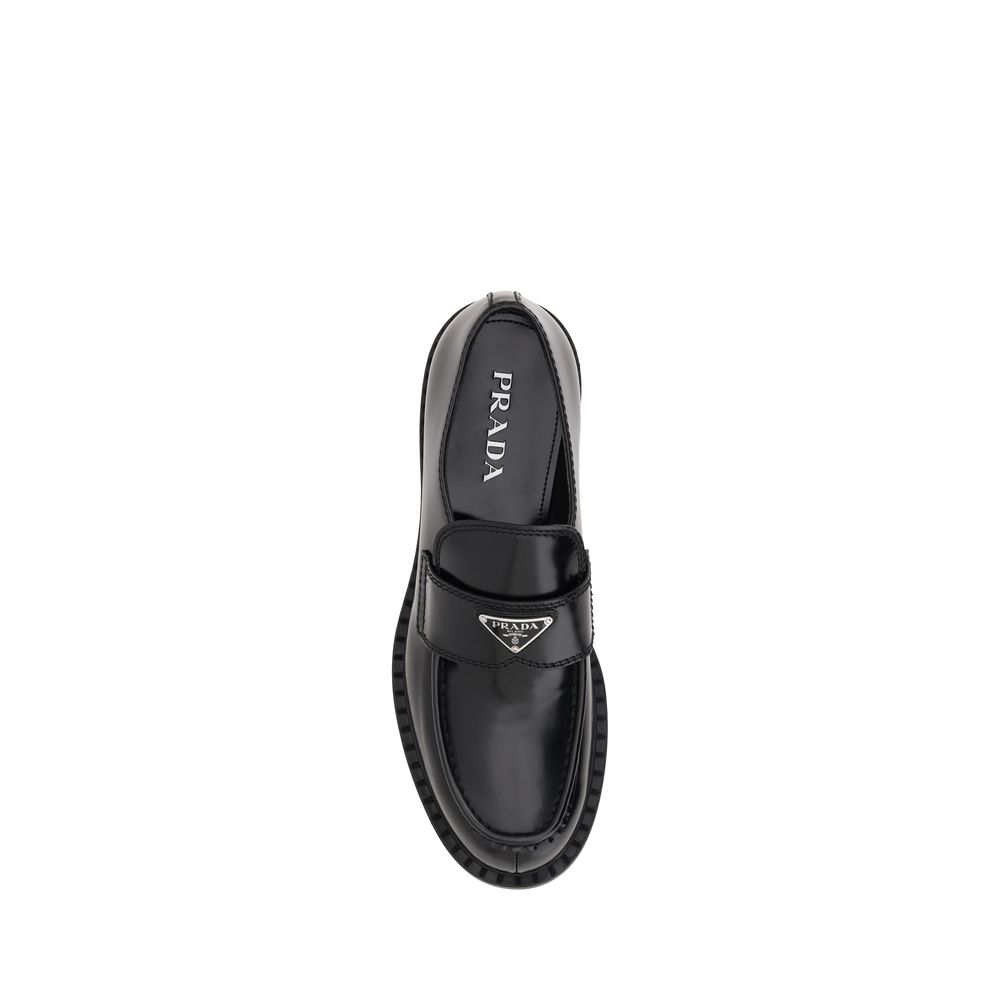 Prada Elegante schwarze Plateau-Loafer aus Gummi