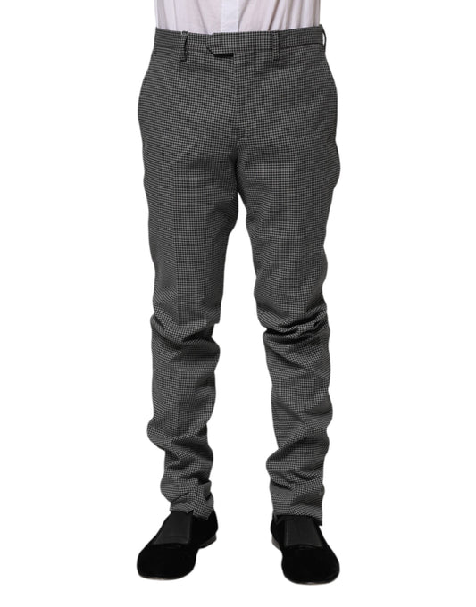 BENCIVENGA Schwarz-weiß karierte, spitz zulaufende Kleiderhosen