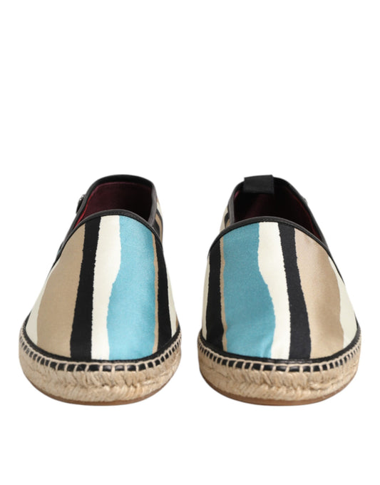 Dolce & Gabbana Mehrfarbig gestreifte flache Espadrille-Schuhe aus Canvas