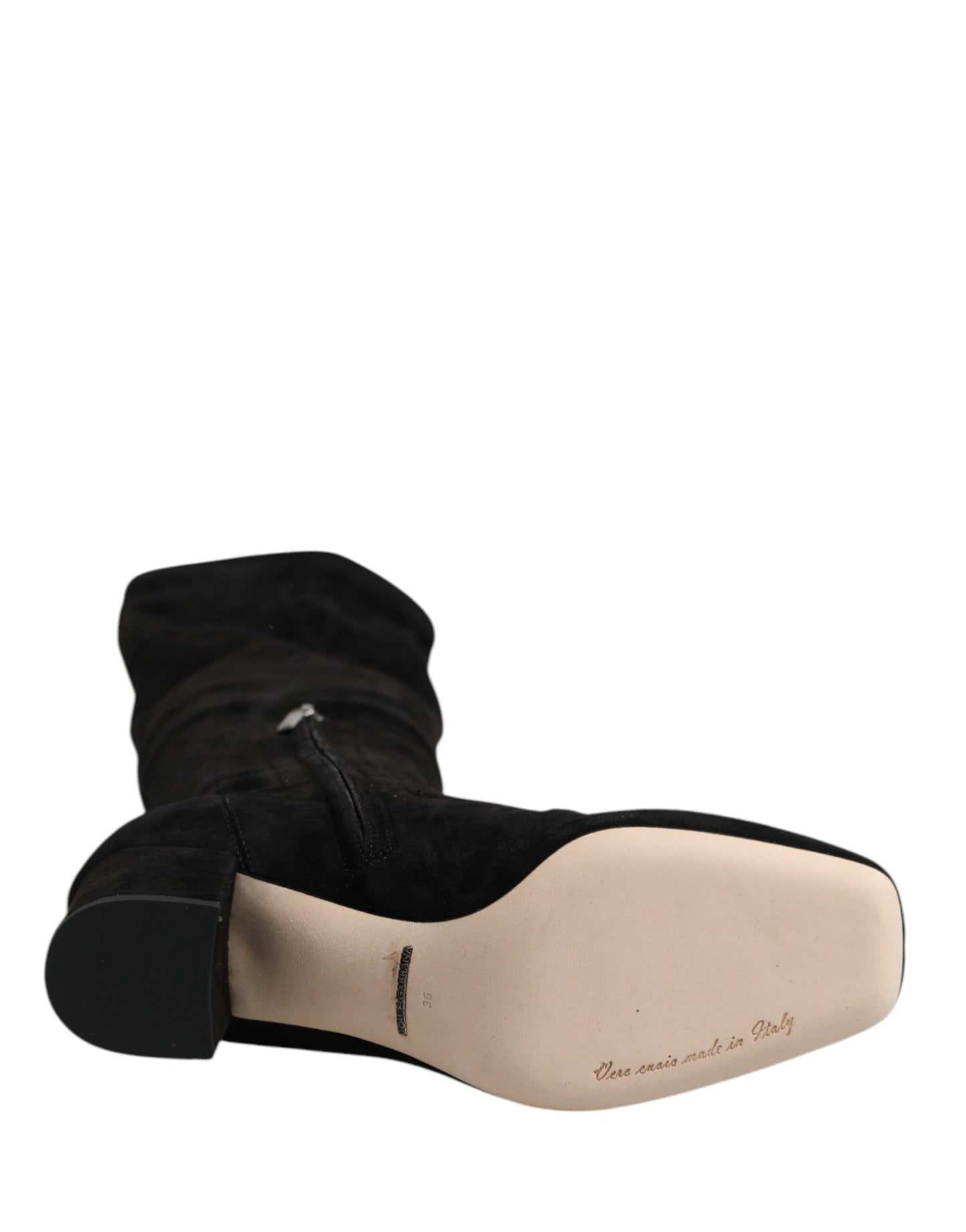 Dolce & Gabbana Schwarze kniehohe Stiefel aus Wildleder Schuhe