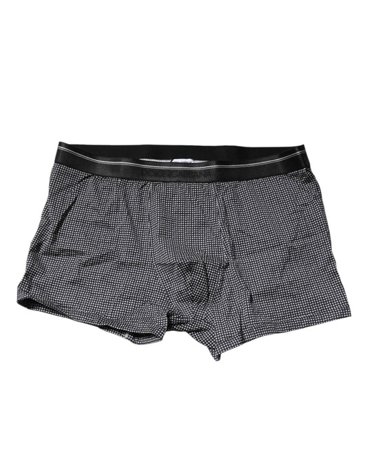 Dolce & Gabbana Graue bedruckte Baumwoll-Boxershorts Unterwäsche