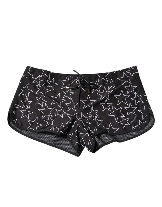 Dolce & Gabbana Black Star Print Beachwear Shorts Bademode