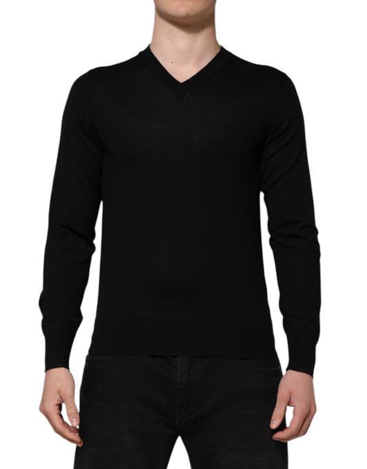 Dolce & Gabbana Dunkelgrauer Pullover mit gesticktem Logo