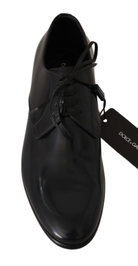 Dolce & Gabbana Polierte Derby-Schuhe aus blauem Leder