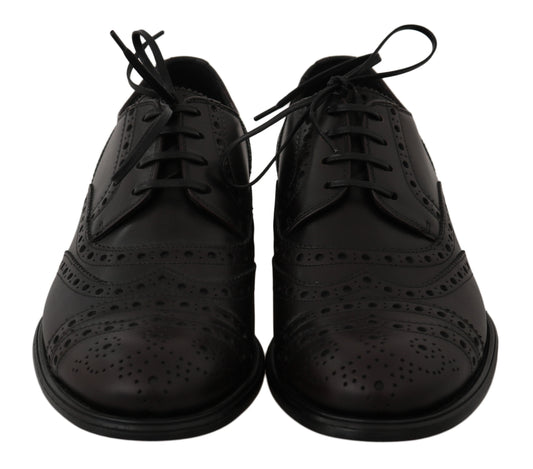 Dolce & Gabbana Schwarze Leder Wingtip Oxford Dress Schuhe