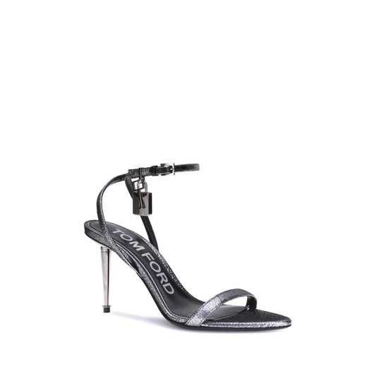 Tom Ford Silberne Kalb-Leder Bos Taurus Stilettosandalen