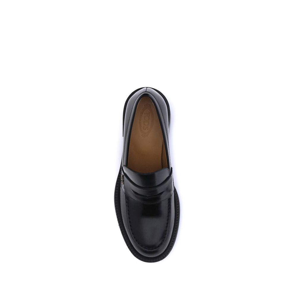 Tod's Schwarze Kalbshaut Bos Taurus Plateau-Loafer