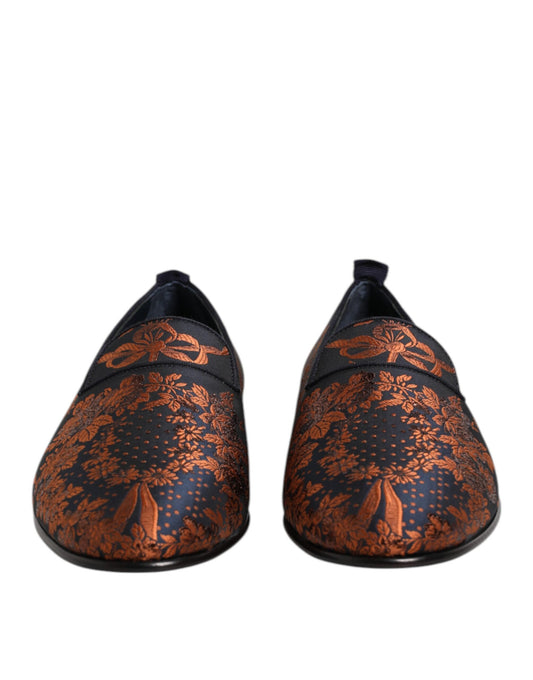 Dolce & Gabbana Schwarze Jacquard Polyester Slipper Schuhe